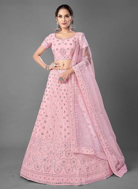 Light Pink Colour ARYA DESIGNS Vol 17 Exclusive Weadding Wear Georgette Thread Sequince Work Lehenga Choli Collection 6906